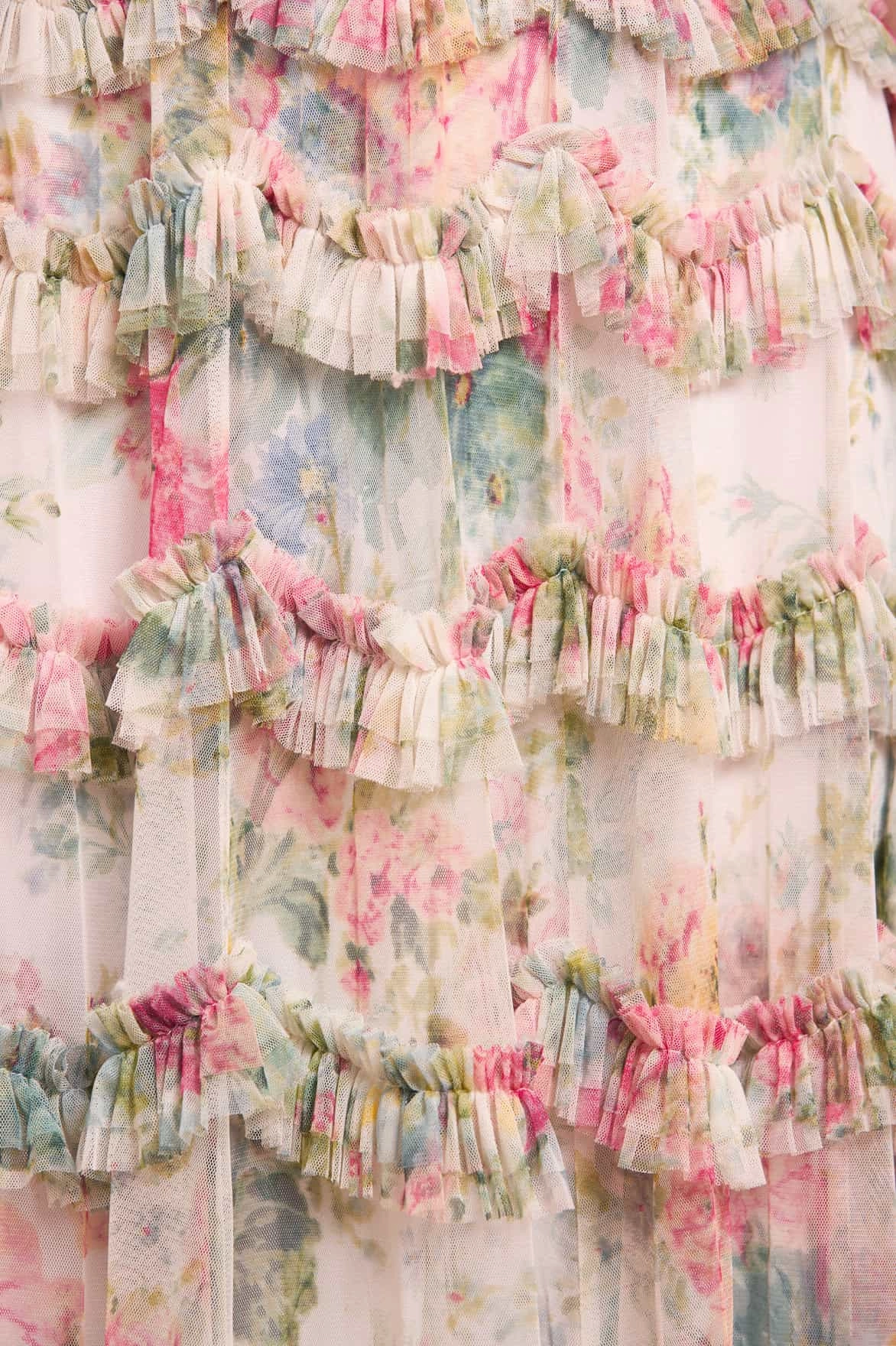 Floral Romance Round Neck Ballerina Dress Sleek Texture