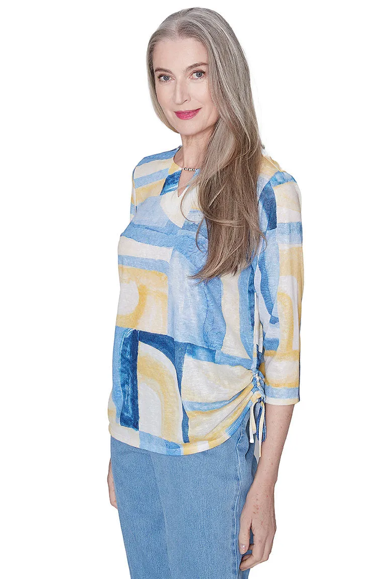 Eco friendly materials Flower Power Watercolor Patchwork Top