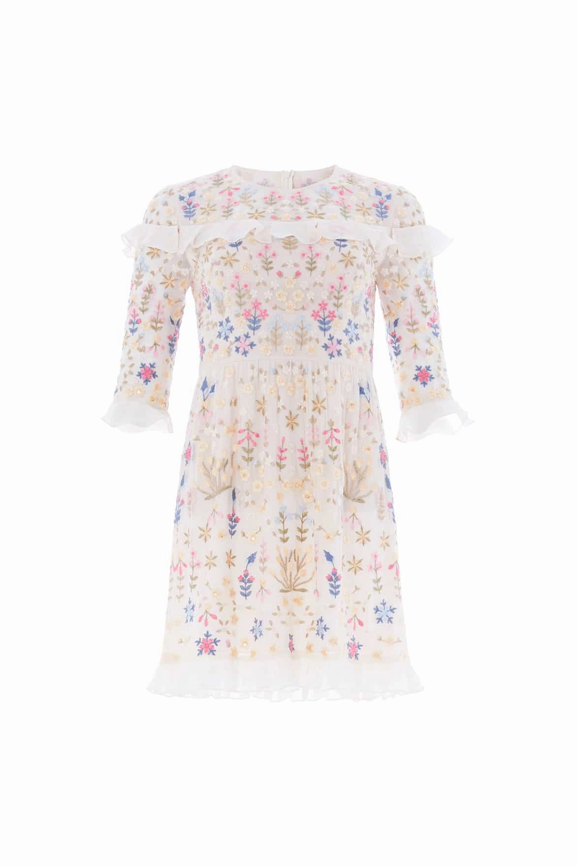Flowerbed Embroidery Mini Dress Dreamy Simplicity Neutral Form