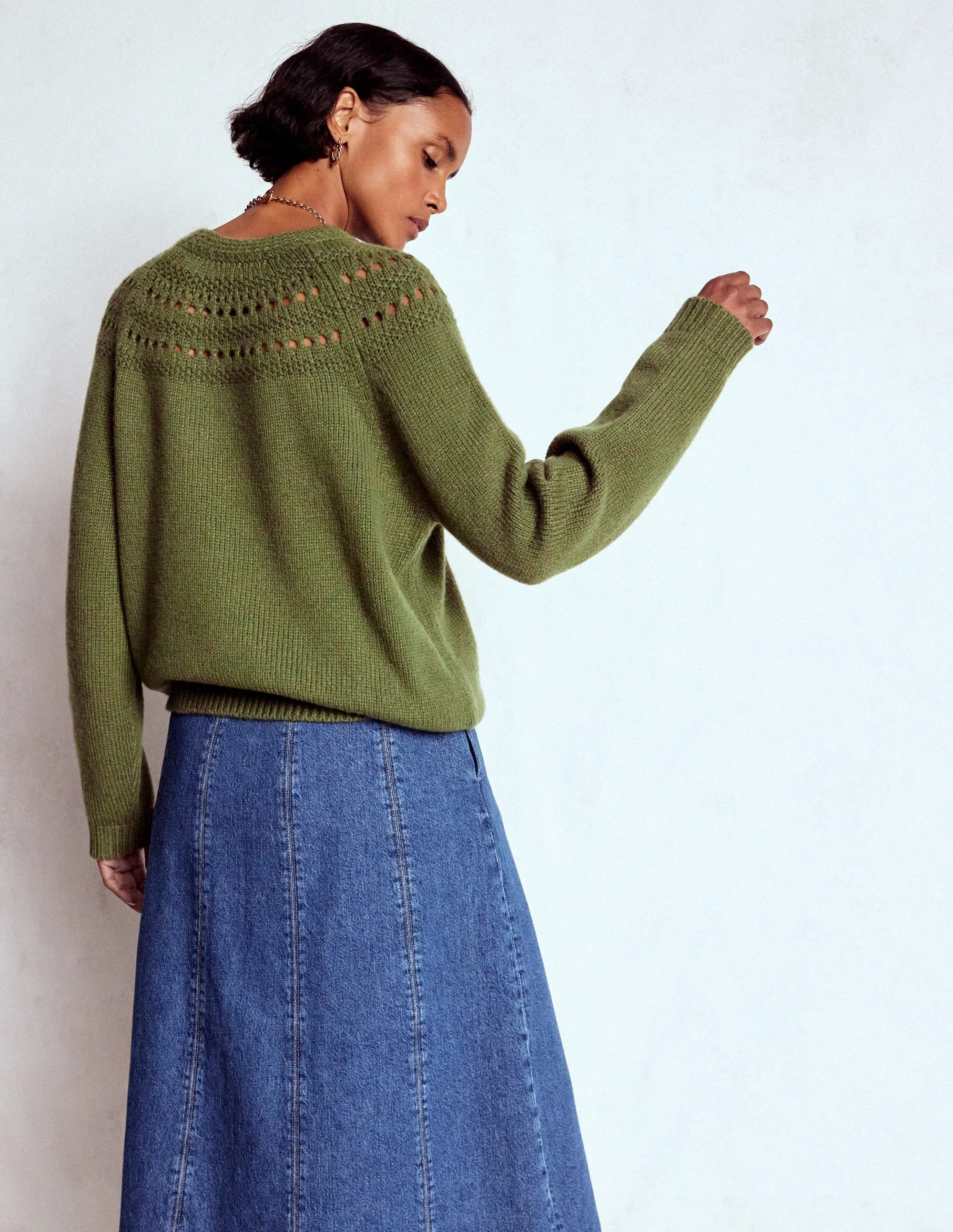 Fluffy Chunky Jumper-Woodland Green Daily Casual