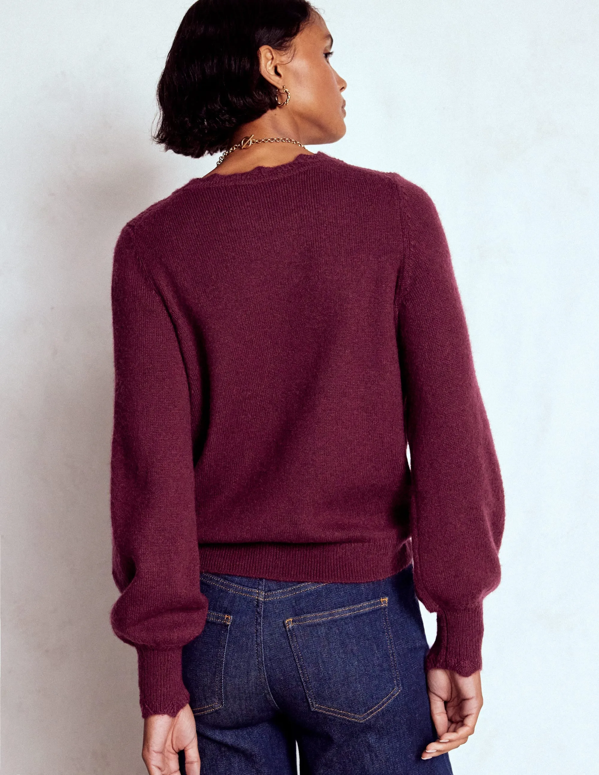 Fluffy Embroidered Jumper-Deep Wisteria HeatTrapping Fibers Cool Layer
