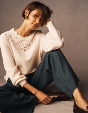 3D Knitting Technology Fluffy Embroidered Jumper-Rope