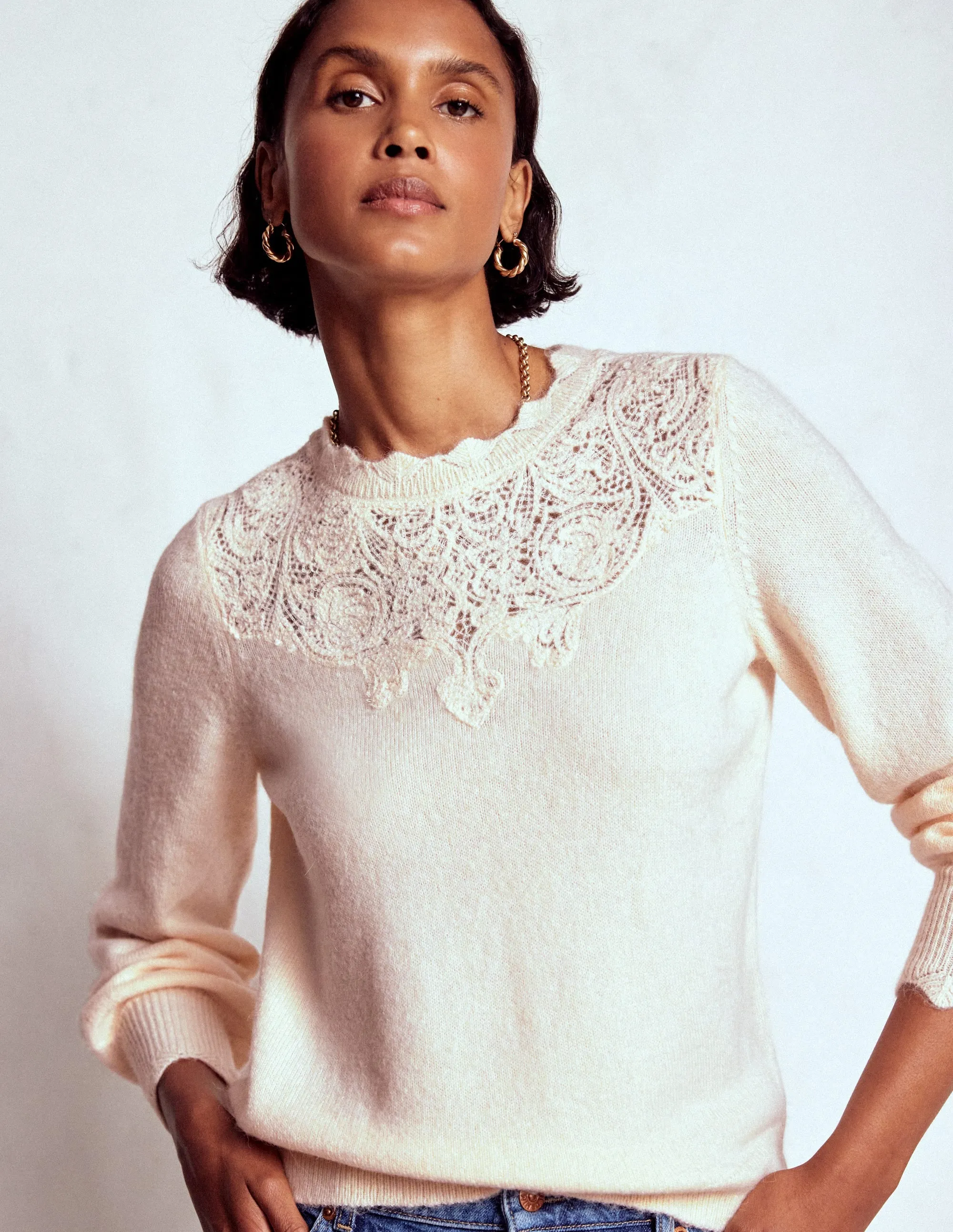 Soft Finish Fluffy Embroidered Jumper-Rope