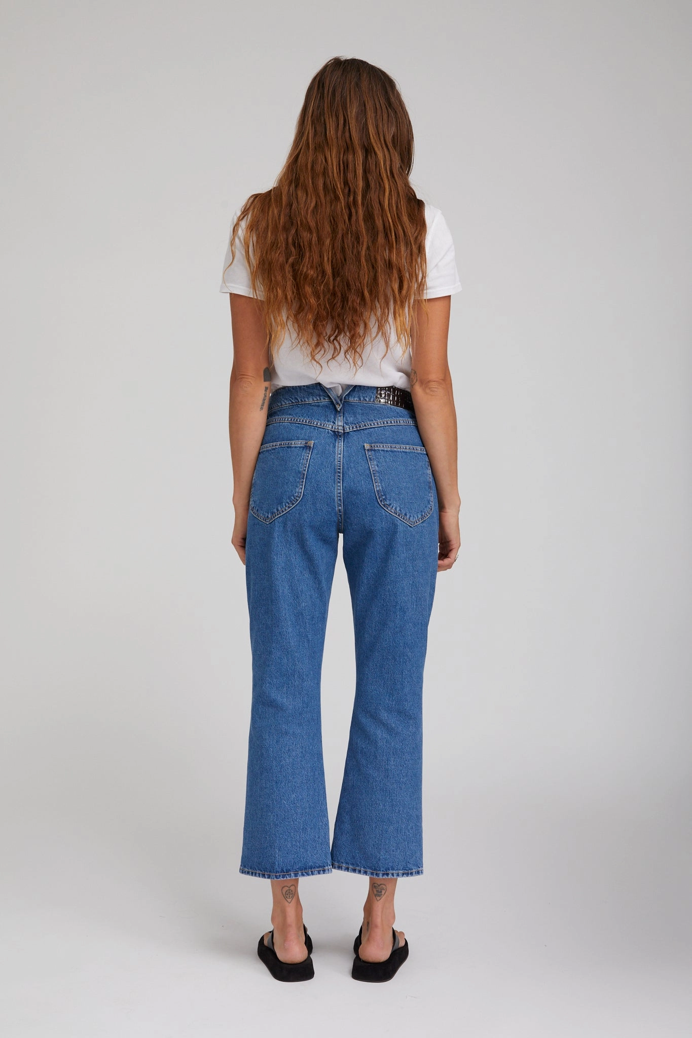 FlatlockSeamTechnique Goodall Crop Flare Denim Pants