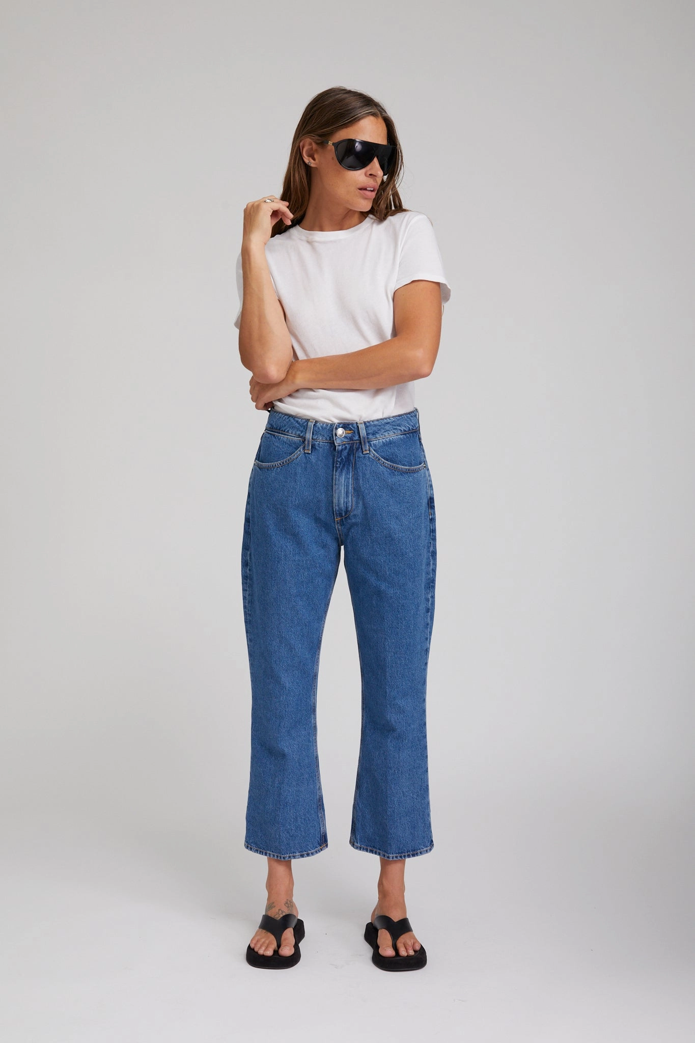 Seamless construction Goodall Crop Flare Denim Pants