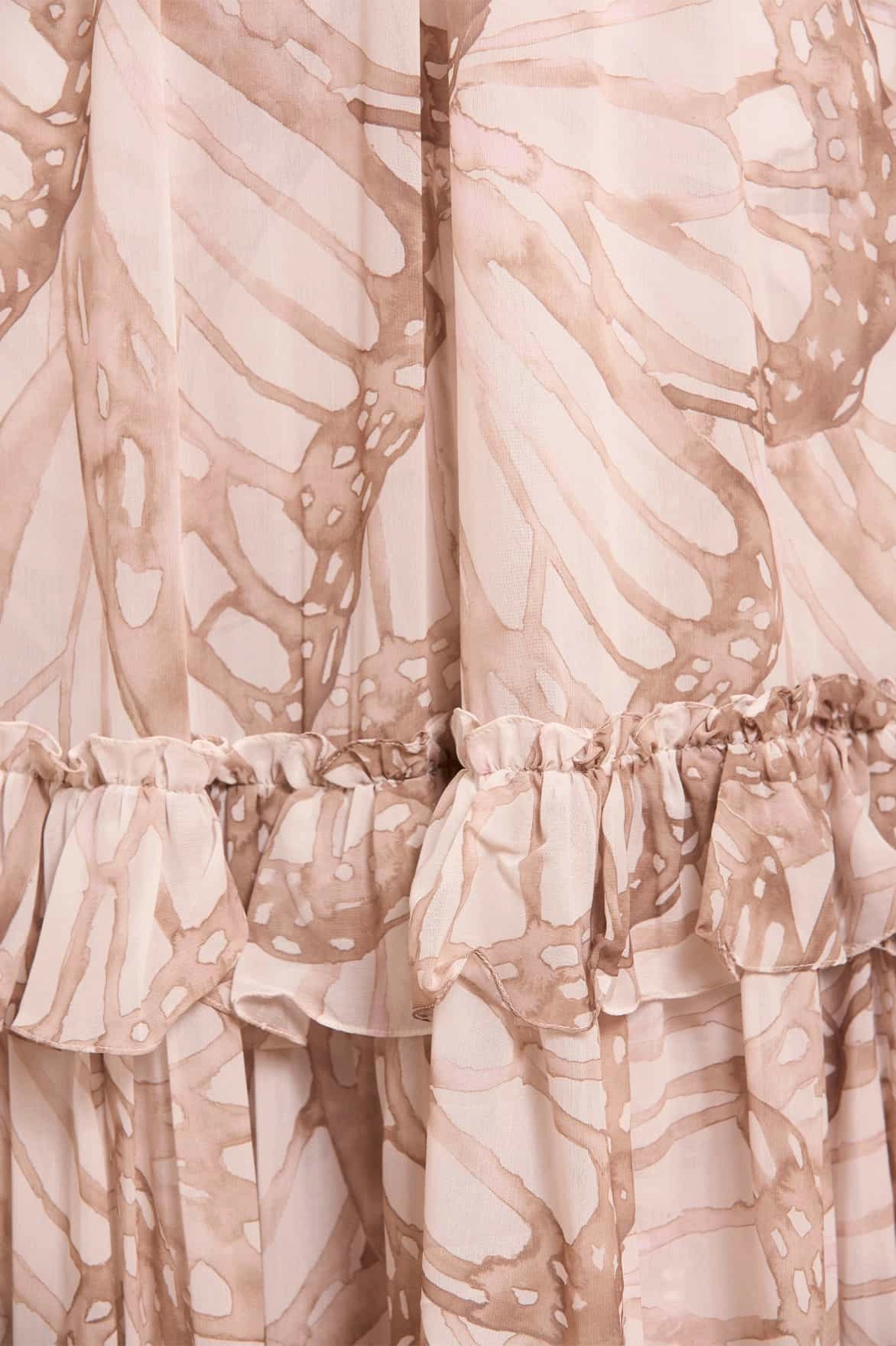 Flutter Chiffon Long Sleeve Ballerina Dress Elegant Touch Floral-Pattern