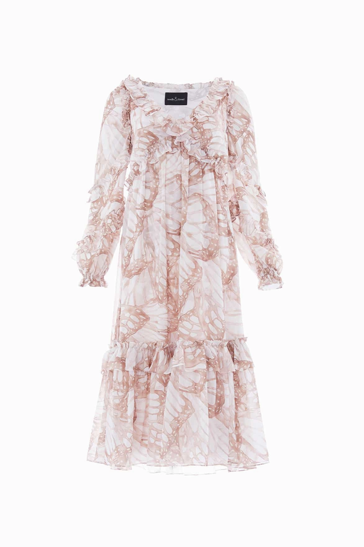 Stylish Choice Urban Style Flutter Chiffon Long Sleeve Ballerina Dress