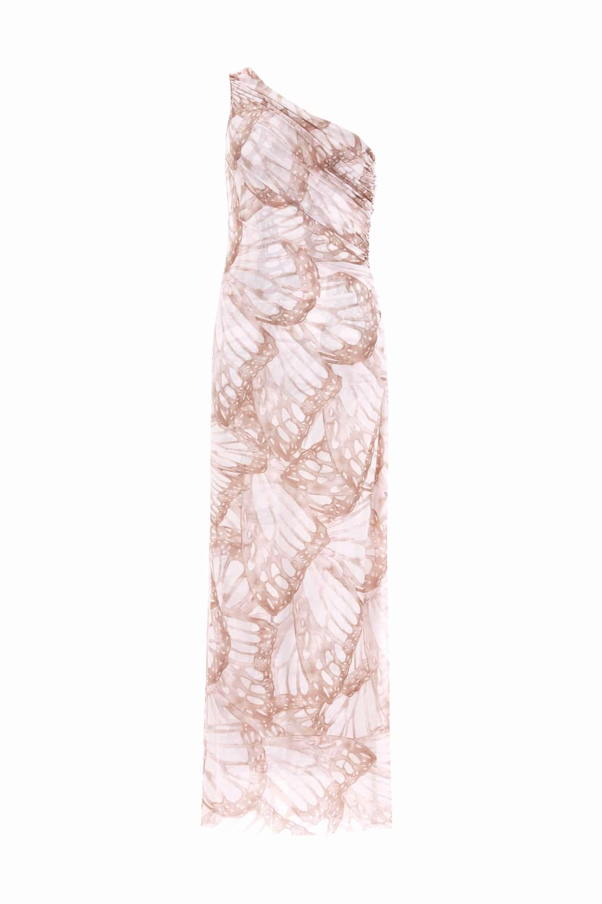 Fall Mood Fashion Essential Flutter Draped One-Shoulder Ankle Gown