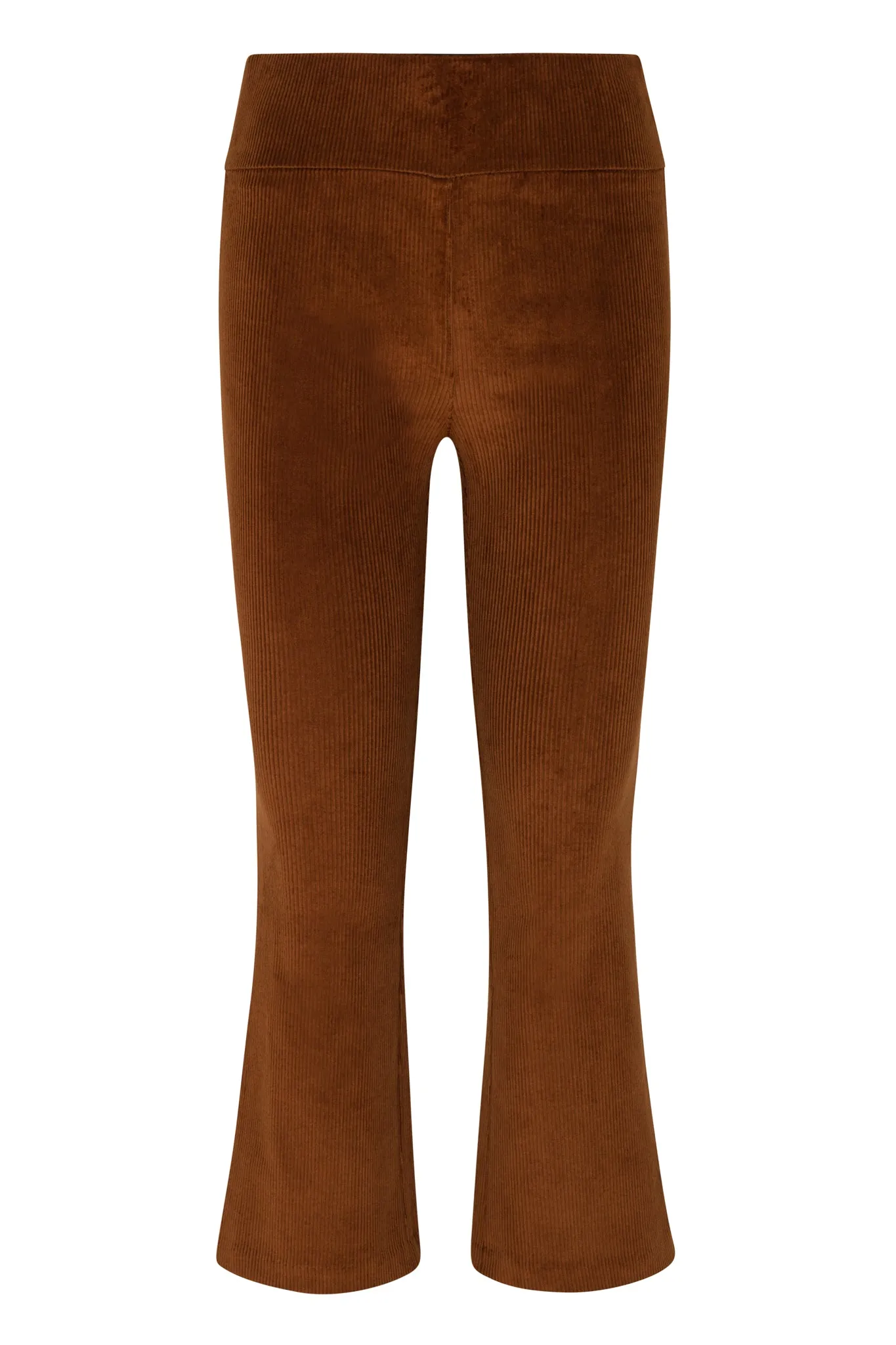 Dark Cognac Corduroy Crop Flare Pants Everyday Layer