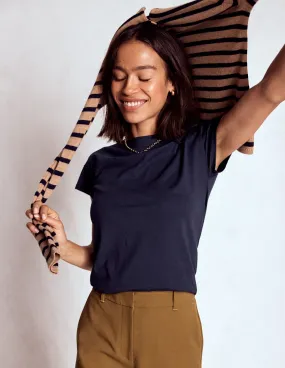 Supersoft Boat Neck T-Shirt-Navy Sporty Cardigan