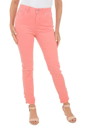 Chafe Free Comfort Base Frayed Curved Hem Denim Twill Ankle Pant