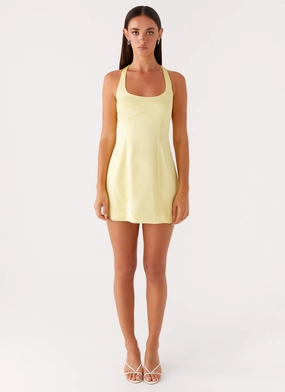 Freefall Satin Mini Dress - Yellow