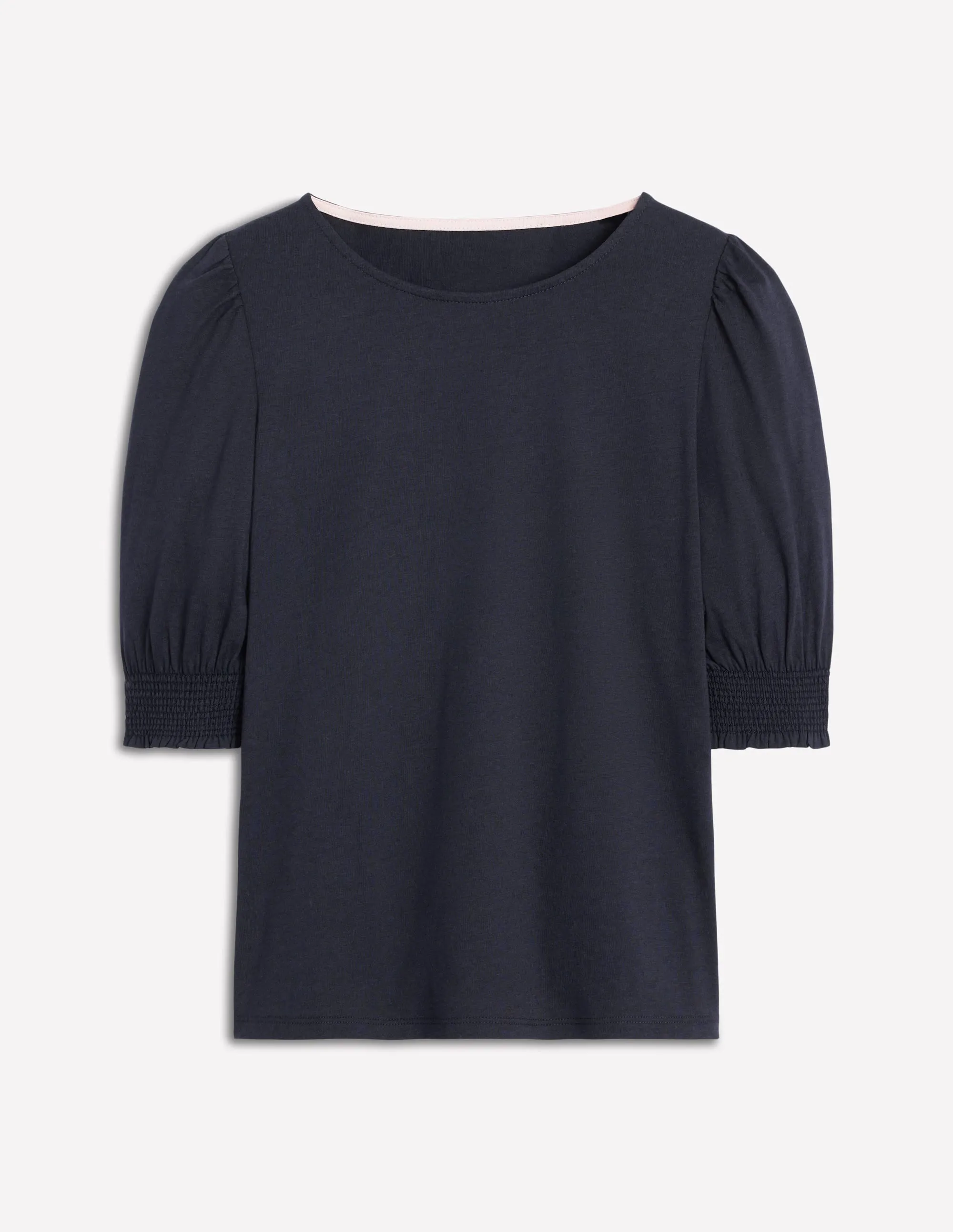 CompressionTechnology Short Sleeve Smocked Cuff Top-Navy