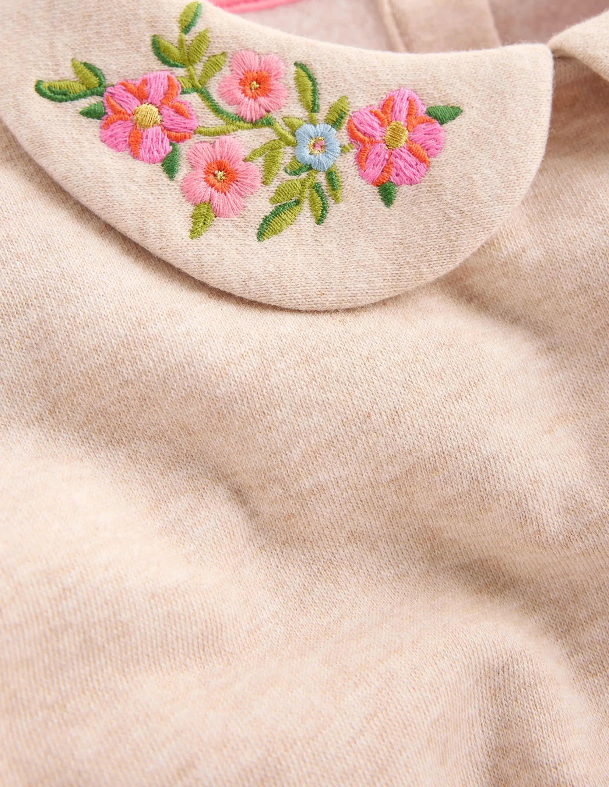 Layering Comfort Wear Embroidered Sweatshirt-Oatmeal Marl Embroidery