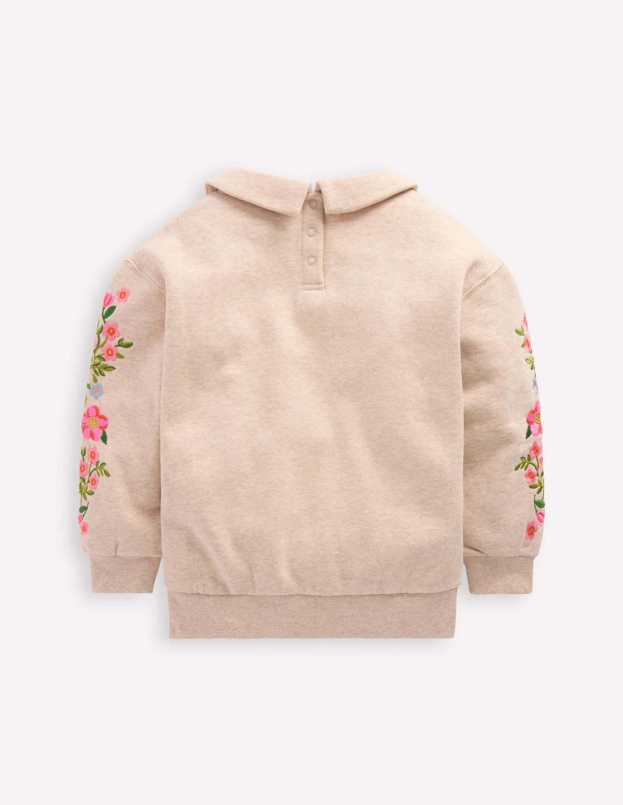 Slim Fit Design Embroidered Sweatshirt-Oatmeal Marl Embroidery