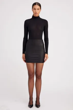 Black Leather Mini Skirt Elegant Look