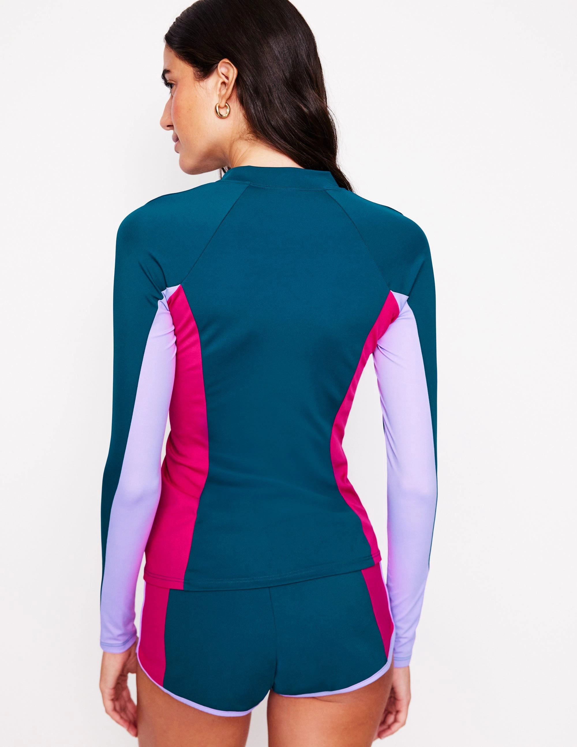 Sun Safe Raglan Rash Vest-Oceanside Blue Non Irritating Tagless Design Tropical Adventure