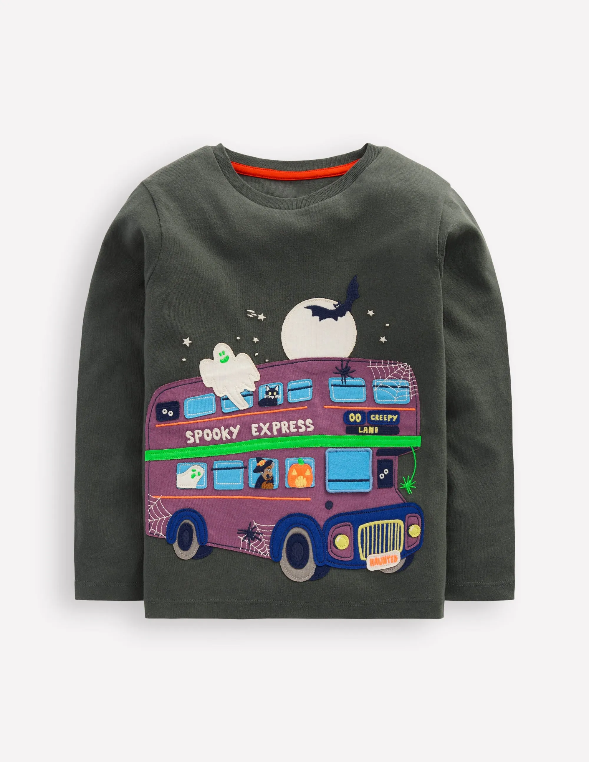 Slim Fit Design Lift-the-flap T-shirt-Smoke Halloween Bus