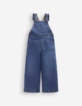 All-Occasion Look Perfect Comfort Wear Frill Dungarees-Mid Vintage Heart Applique