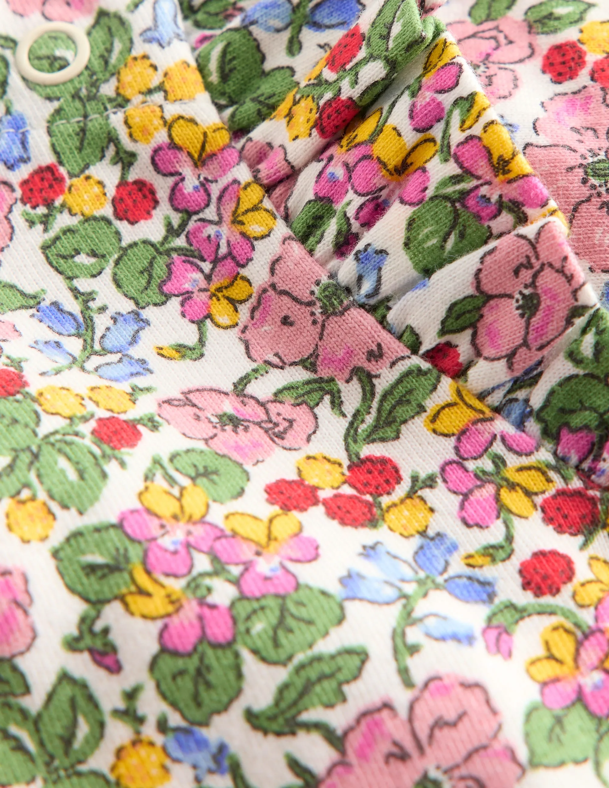 Hypoallergenic Textile Frill Shoulder Body-Soft Ivory Berry Floral