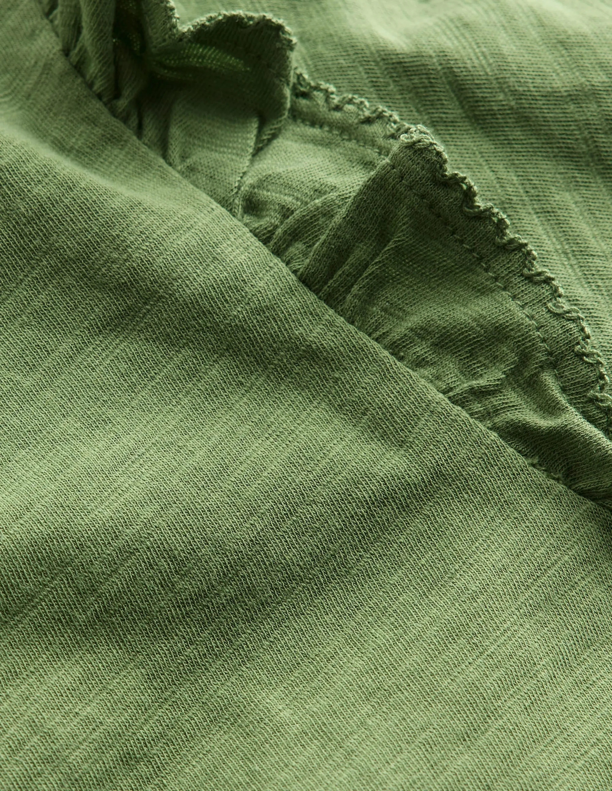 Frill Sleeve Slub Top-Safari Green in demand Modern Design