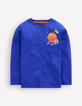 Active Look Sleeveless Tee Front & Back Printed T-shirt-Sapphire Blue Space