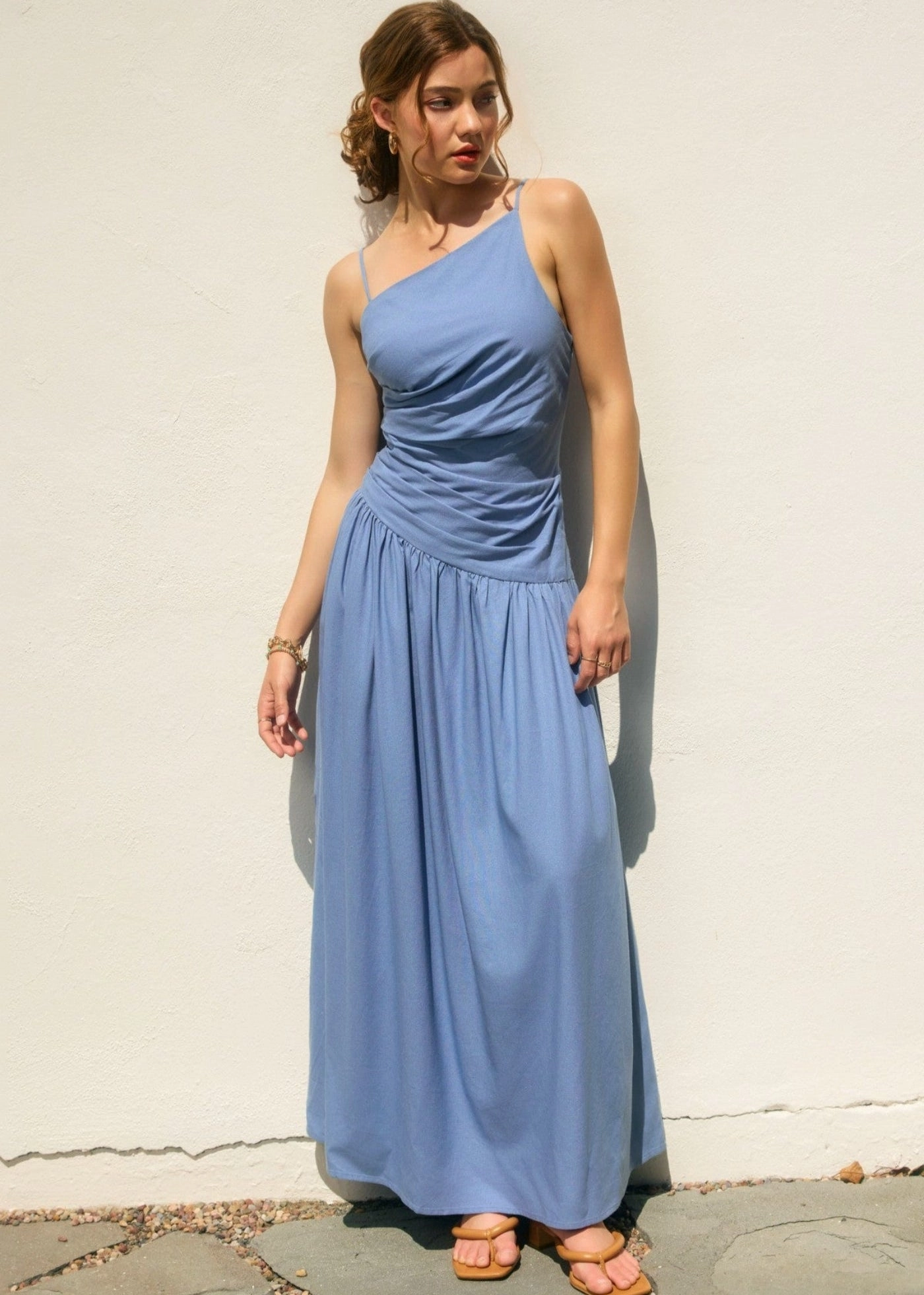 Nordic Calm ELLE DROP WAIST RUCHED MAXI DRESS