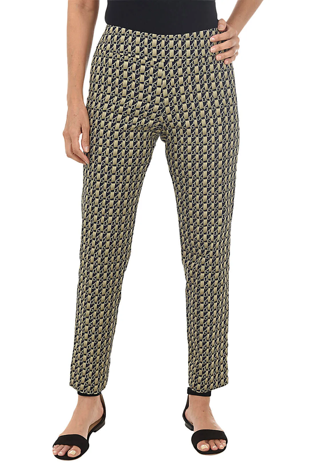 Versatile Layer Gold Chains Pull-On Ankle Pant