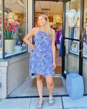 Joyful Look Scoop-Neck Cape May Dress Navy Lace