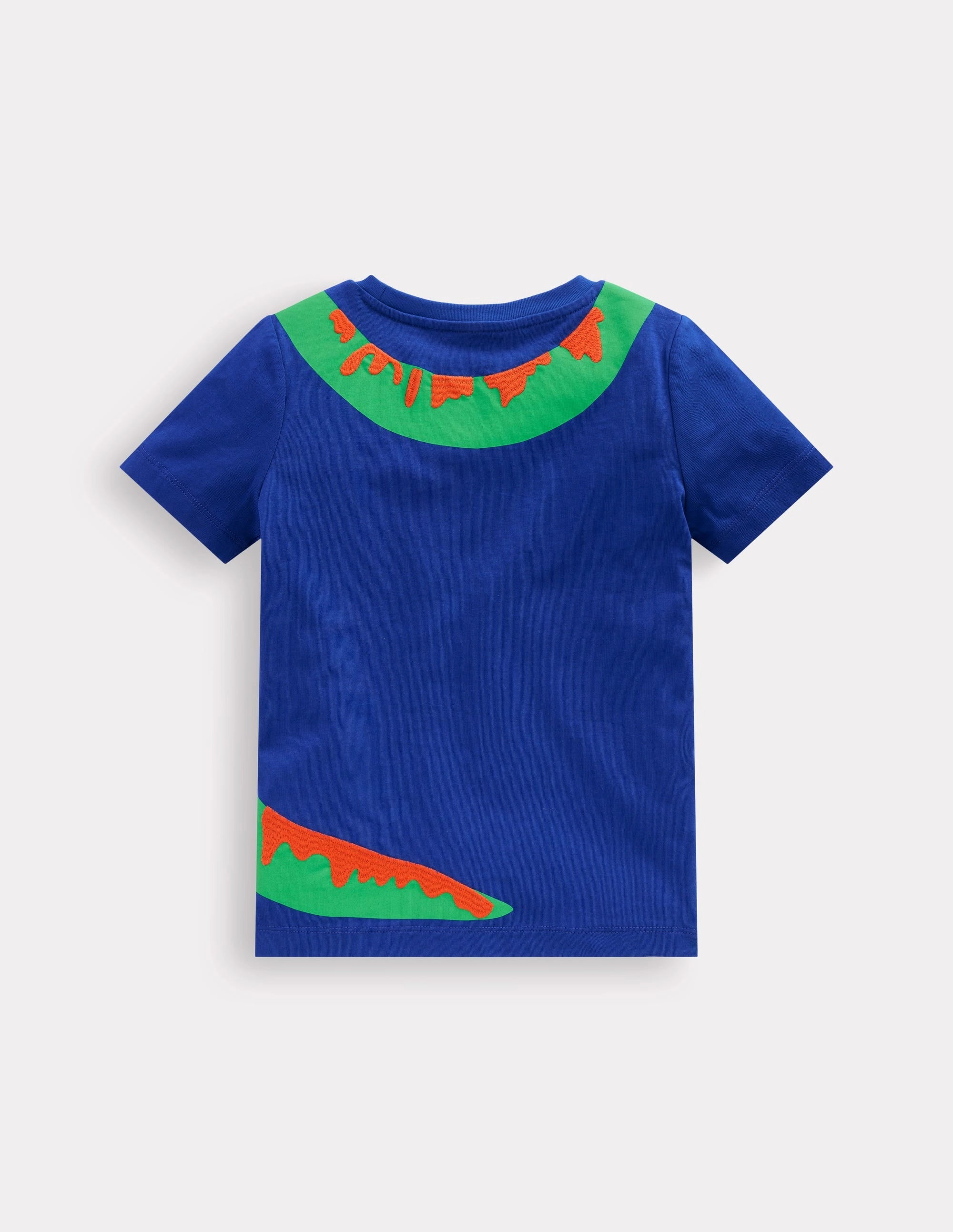 Reinforced Buttonholes Fun Graphic T-shirt-Bright Blue Dino