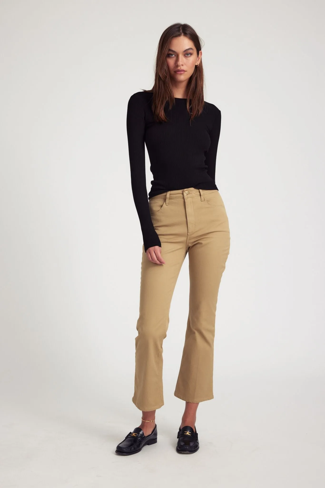 TaglessDesign Sport Friendly Khaki 5 Pocket Ankle Flare Pants