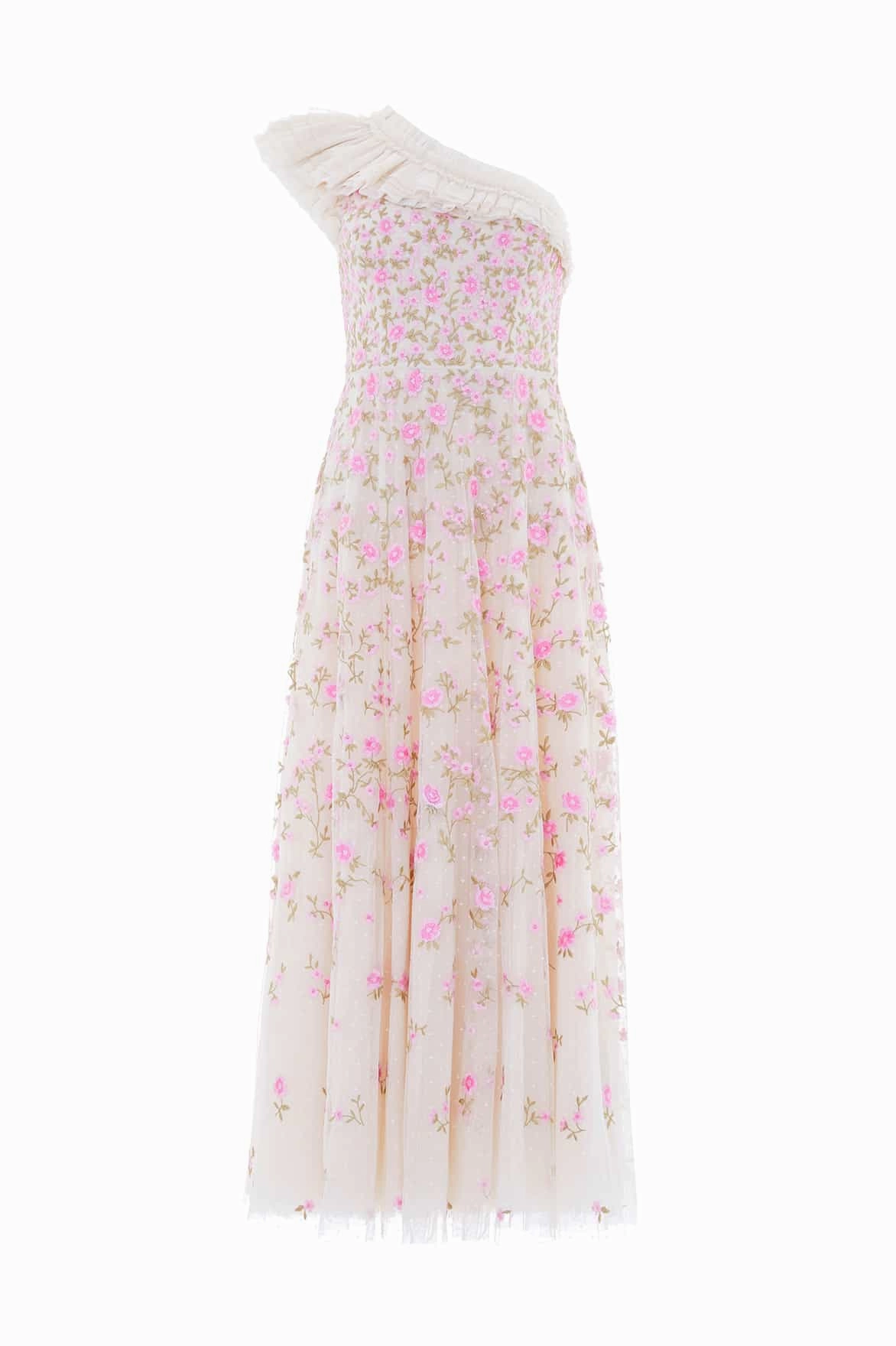 Lea Ditsy One-Shoulder Ankle Gown City Bright Contemporary Layer