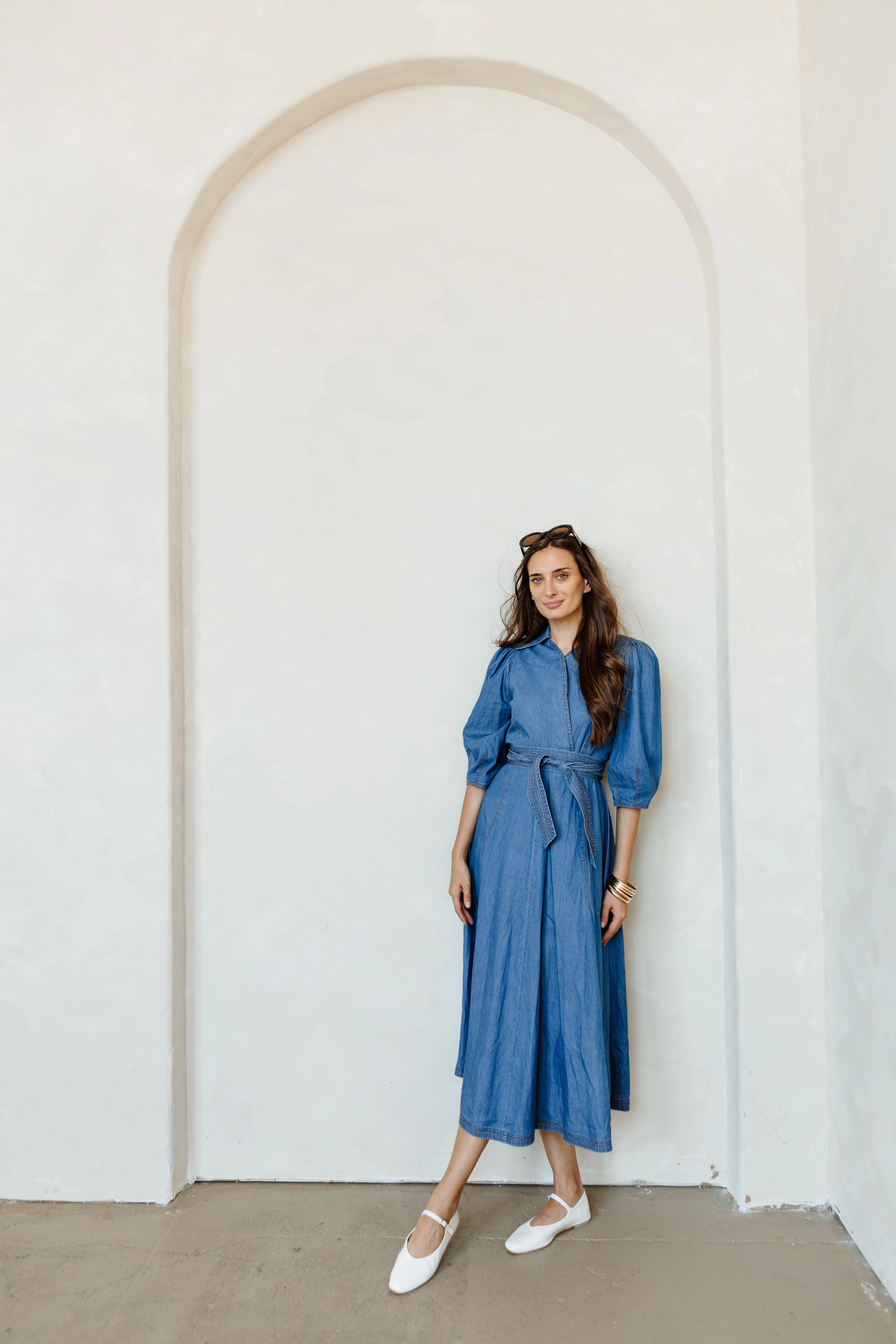 Wrap Denim Dress Office Layer