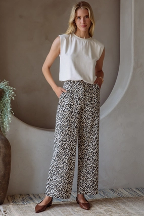 HighDensityWeave Anti Chafe Lining GABRIELLA WASHED LEOPARD PRINT PANTS