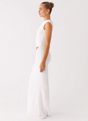 Galantis One Shoulder Maxi Dress - White