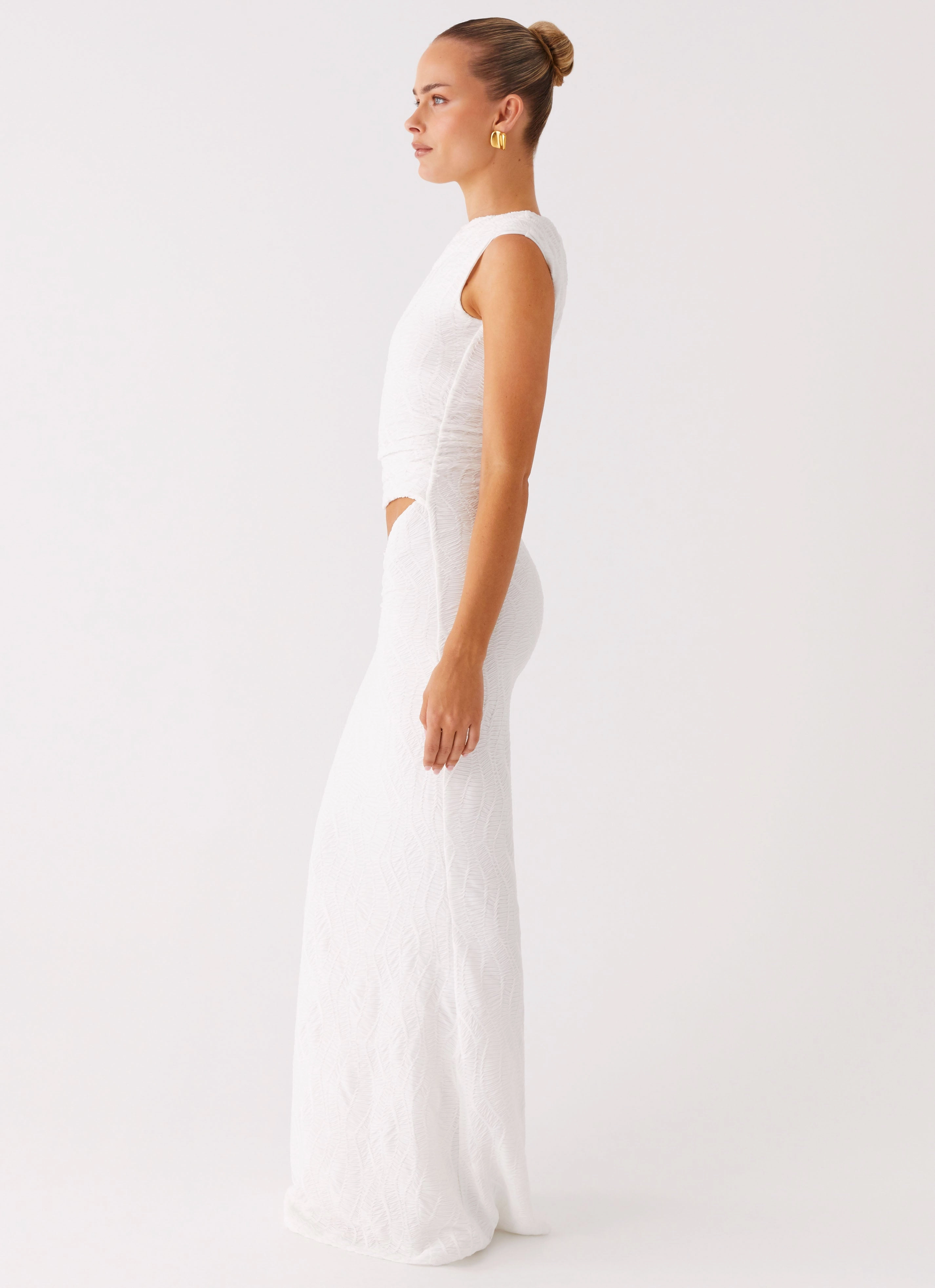 Galantis One Shoulder Maxi Dress - White
