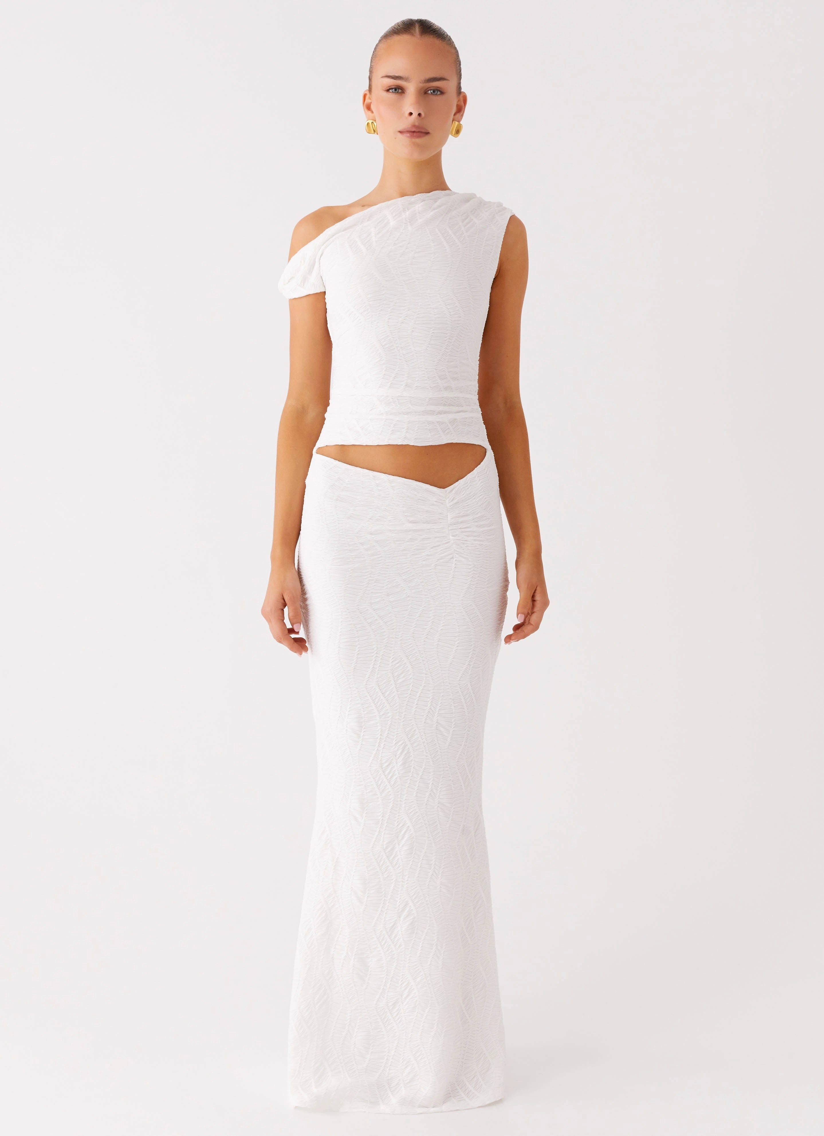 Galantis One Shoulder Maxi Dress - White
