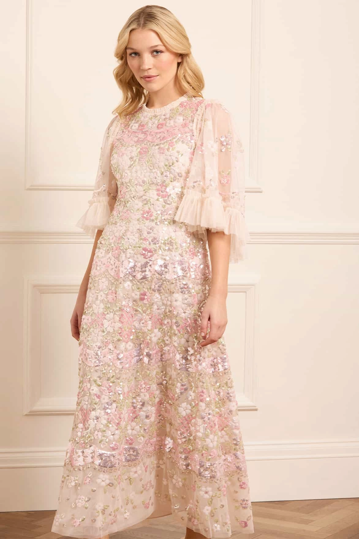 Flowing Layers Garden Delight Gloss Ankle Gown