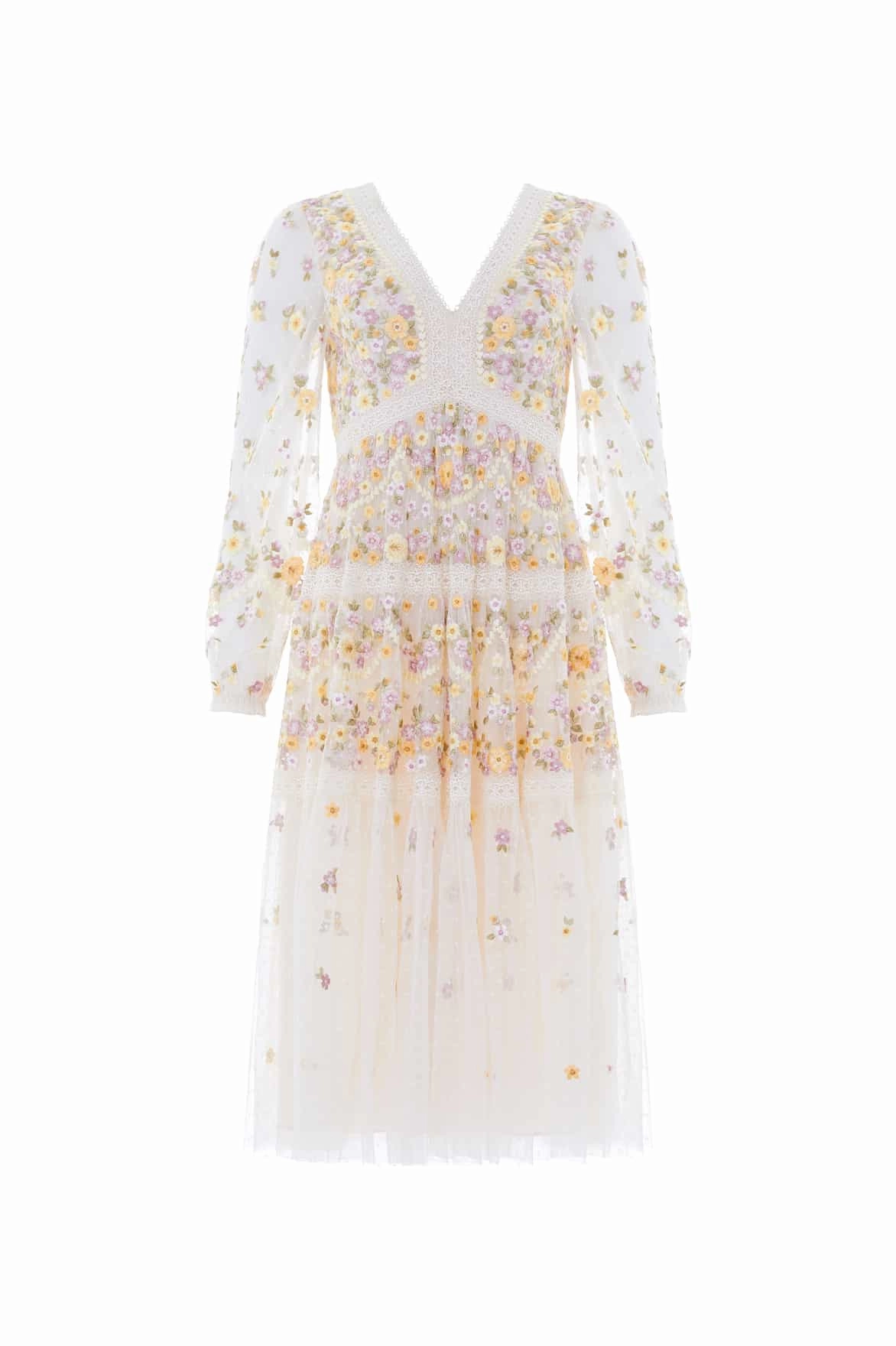 Elegant formal piece Sophisticated Line Garland Ribbon Midaxi Dress