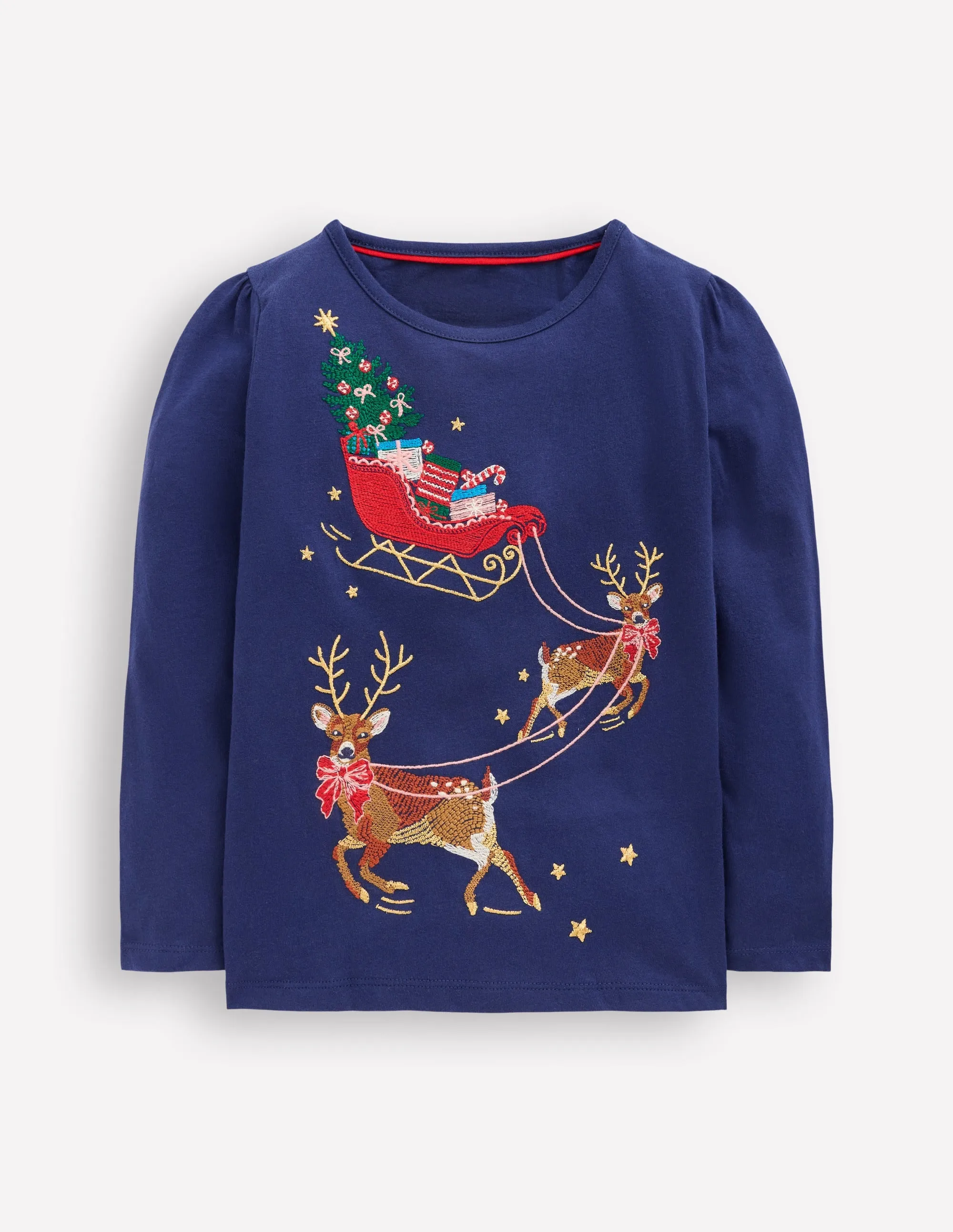 Skinny Fit futuristic Long Sleeve Superstitch Tee-Starboard Blue Festive