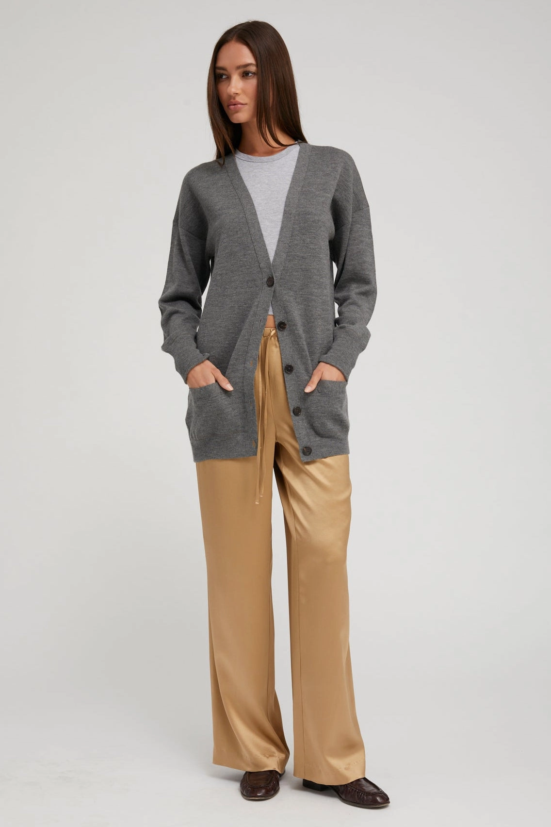 SoftTouchBrushedInterior Thunder Cashmere Boyfriend Cardigan