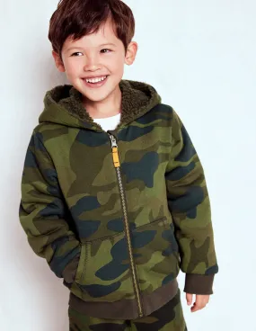 Wool Sweater Reversible Borg Hoodie-Camo