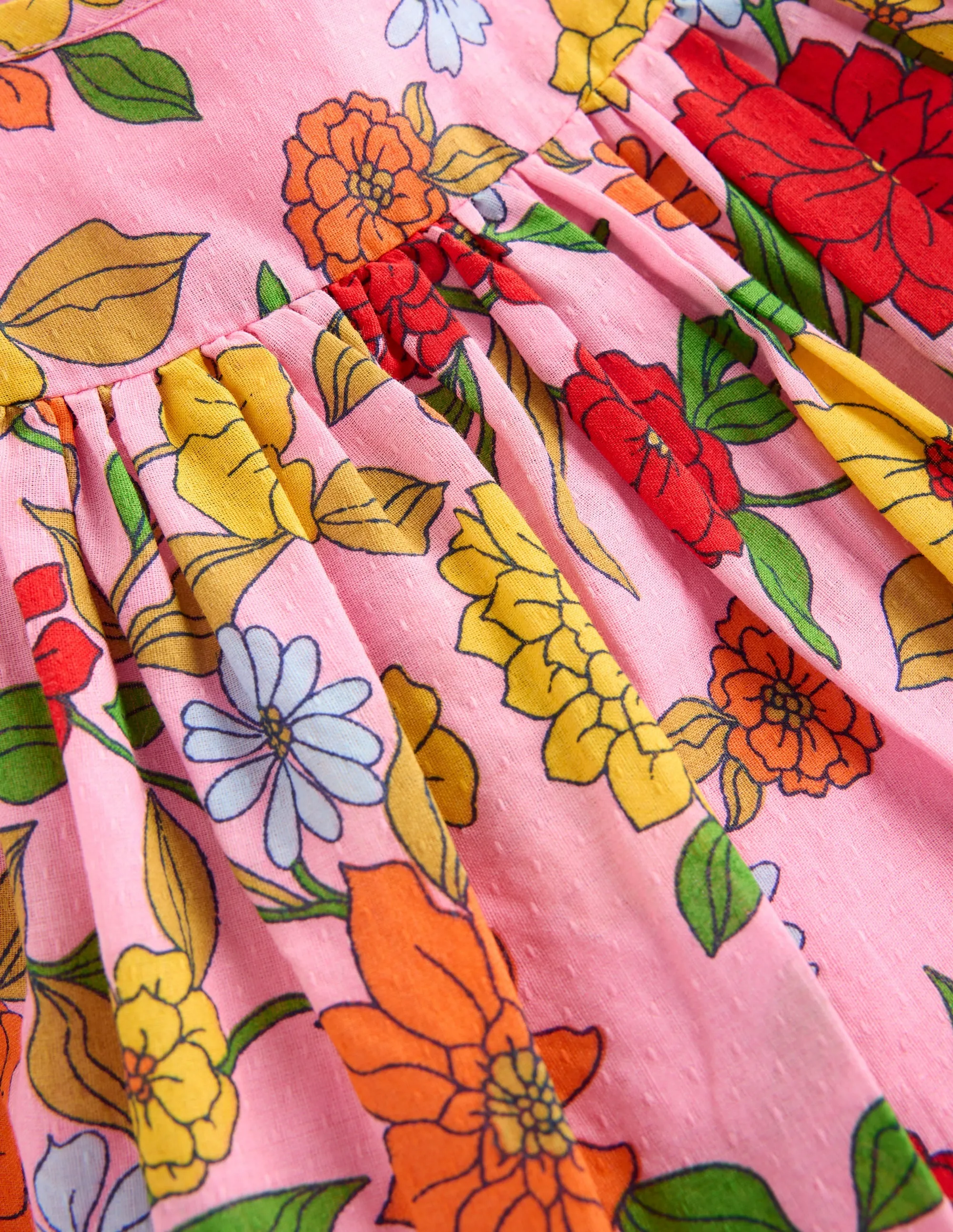 Gathered Woven Dress-Pink Lemonade Dahlia Trail All Wear