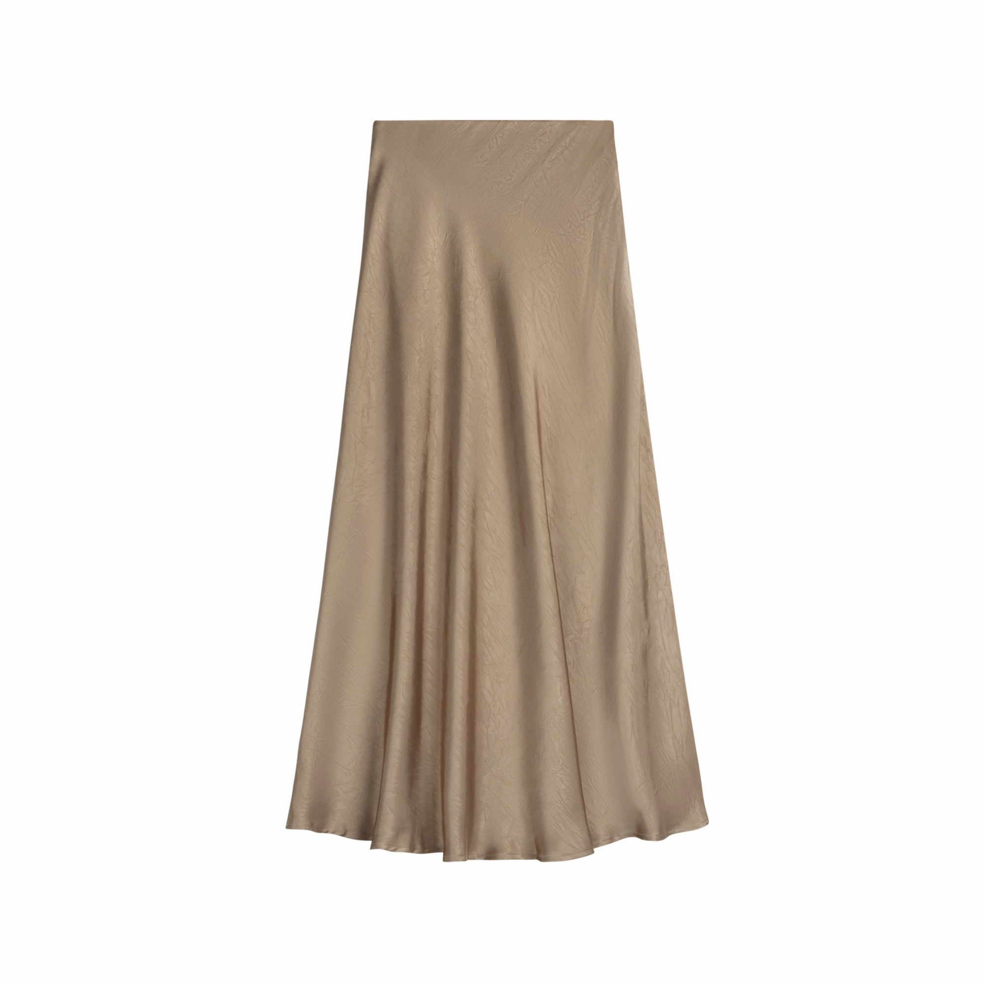 Flared hem Opaque finish Crinkle Slip Skirt | Camel
