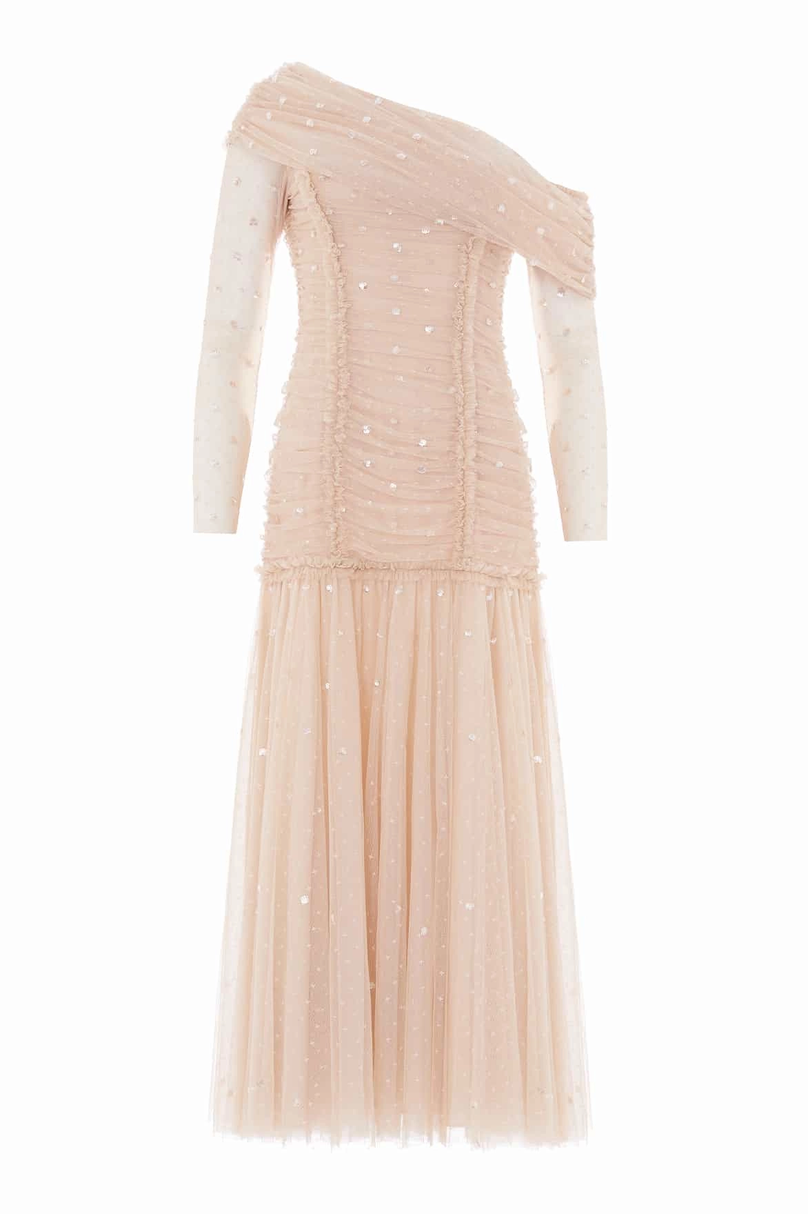 Gigi Dot One-Shoulder Rouched Gown Wave Soft