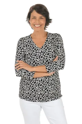 Giraffe Spots UPF50  V-Neck Top Water Repellent Finish Formal Blouse