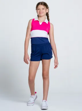 Girls Rule Sleeveless Polo Flexible Ribbed Cuffs Basic Wardrobe