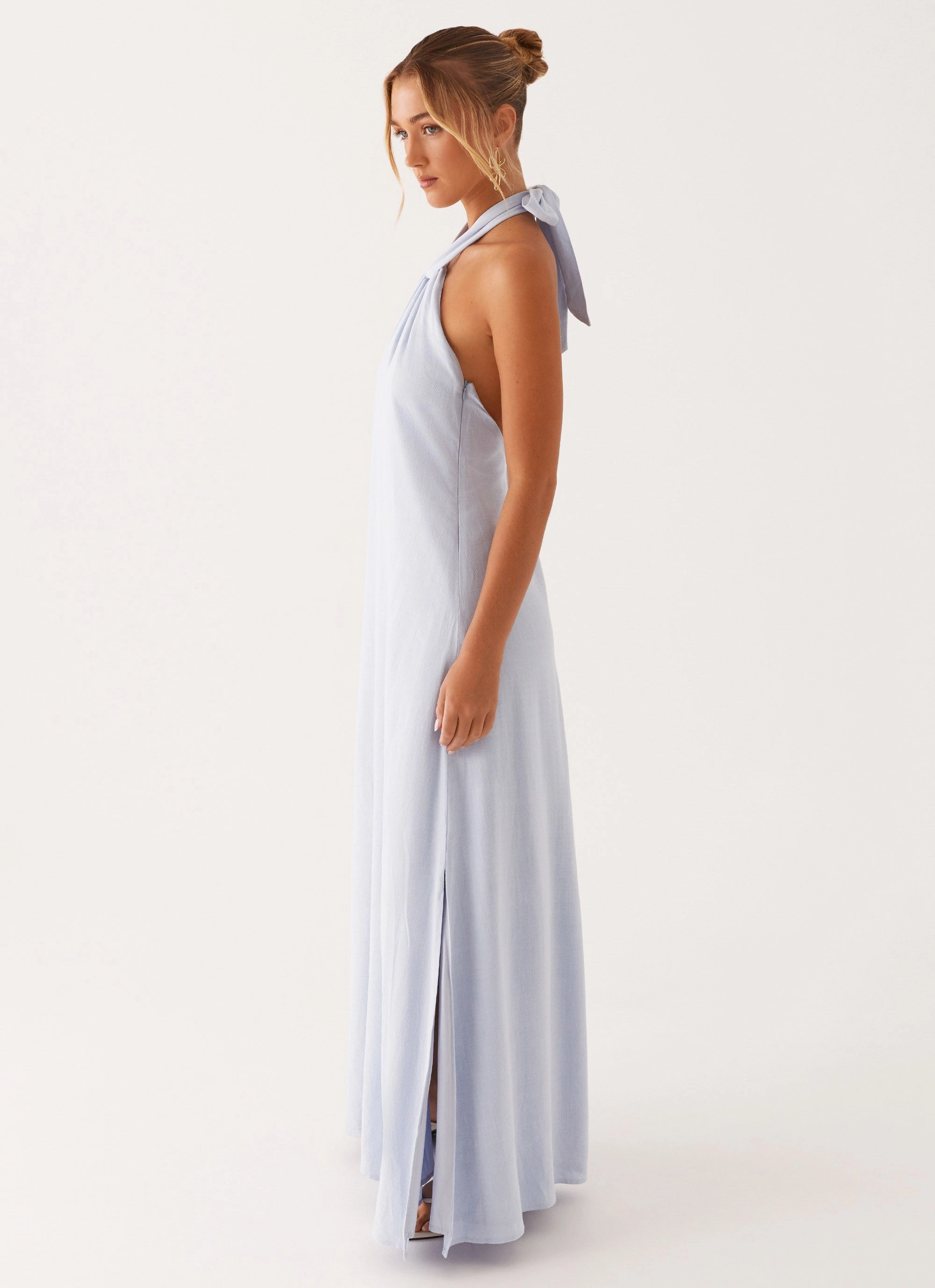 Golden Child Linen Maxi Dress - Blue