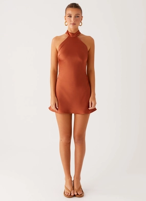 Golden Dunes Mini Dress - Rust
