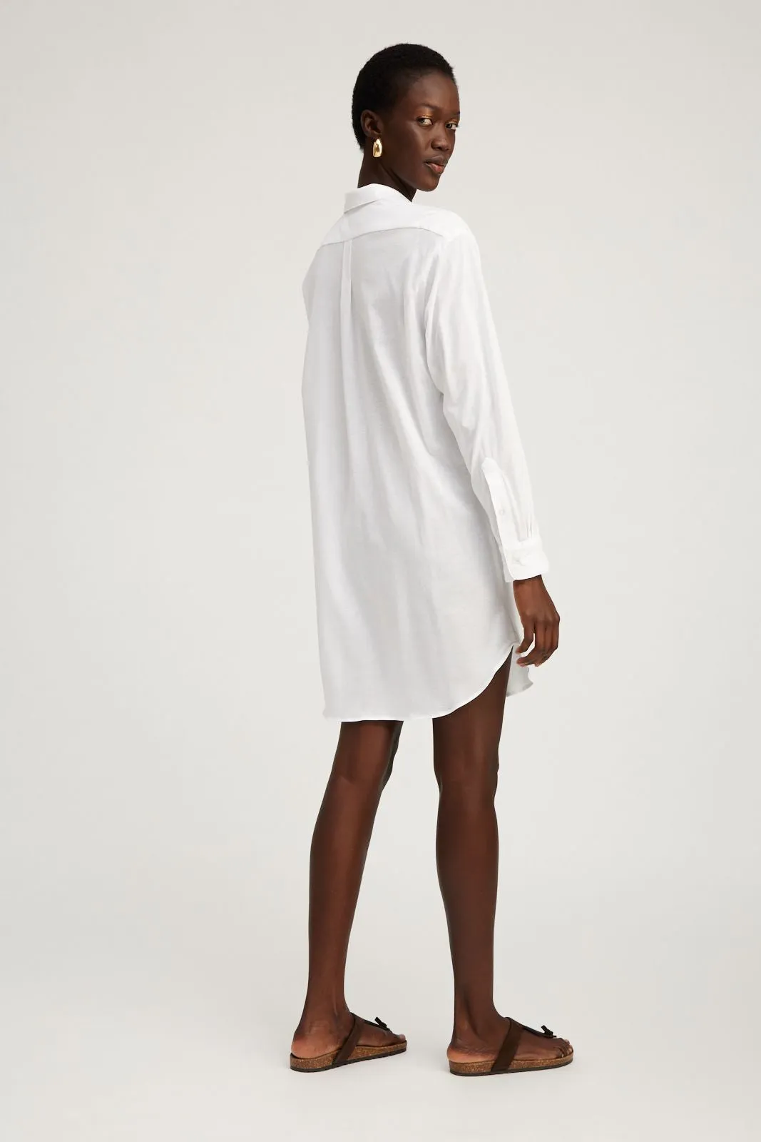 Versatile Comfort White Button Down Mini Dress